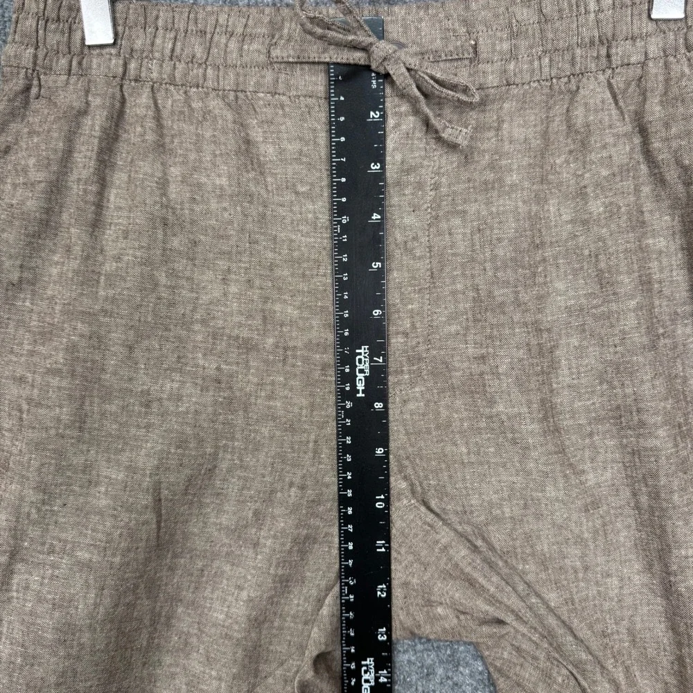H&M Pants Womens Small Brown‎ Linen Blend Drawstring Regular Fit Straight Leg